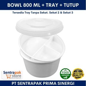 bowl cup 800ml + tray + tutup