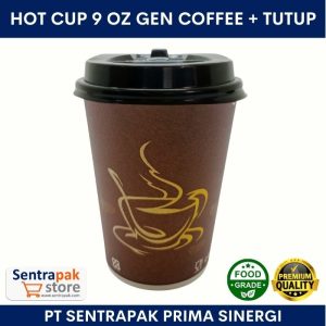 cup 9 oz gen coffee + tutup